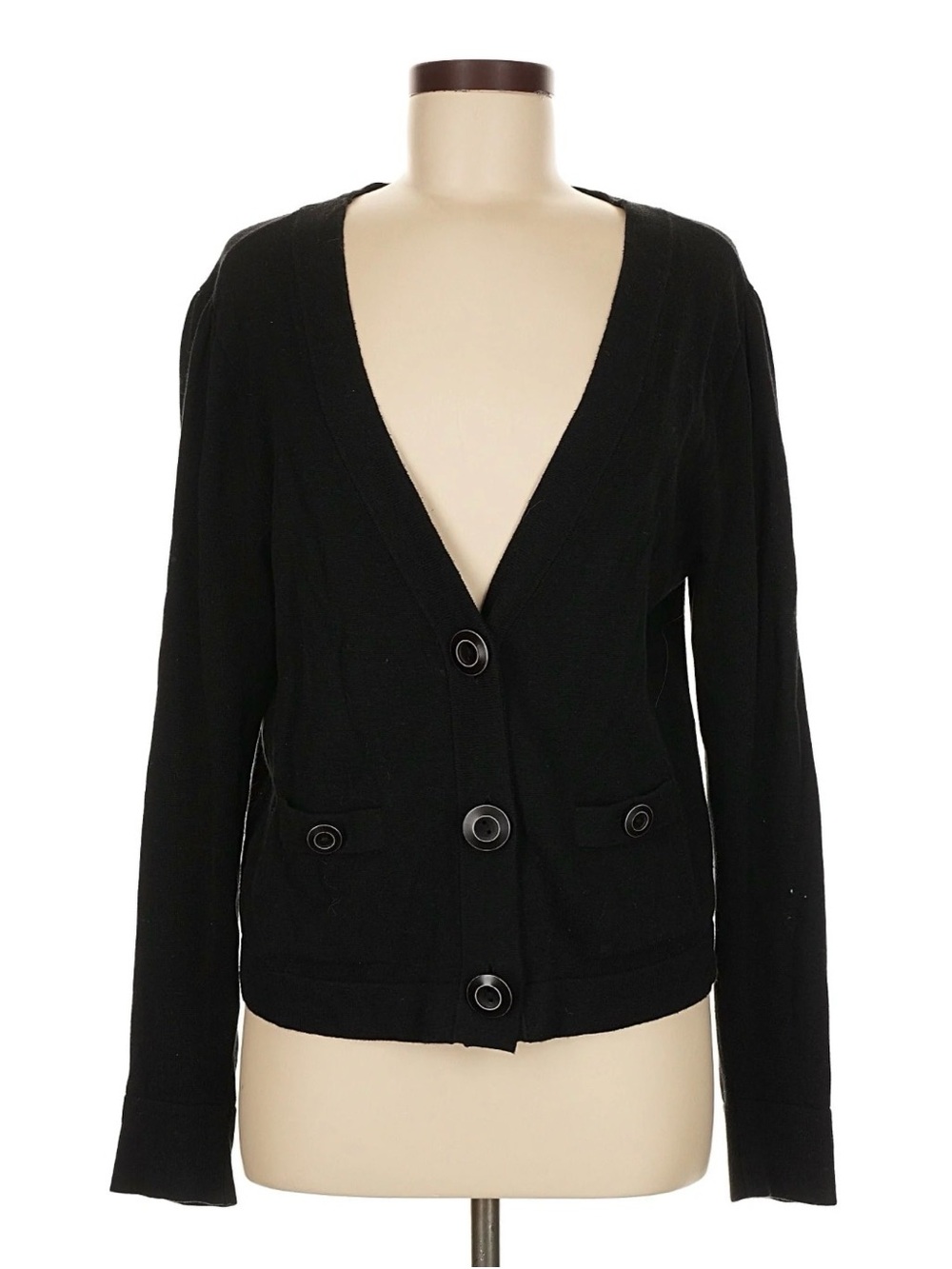CAbi Black V-Neck Button Front Cardigan (NWOT)